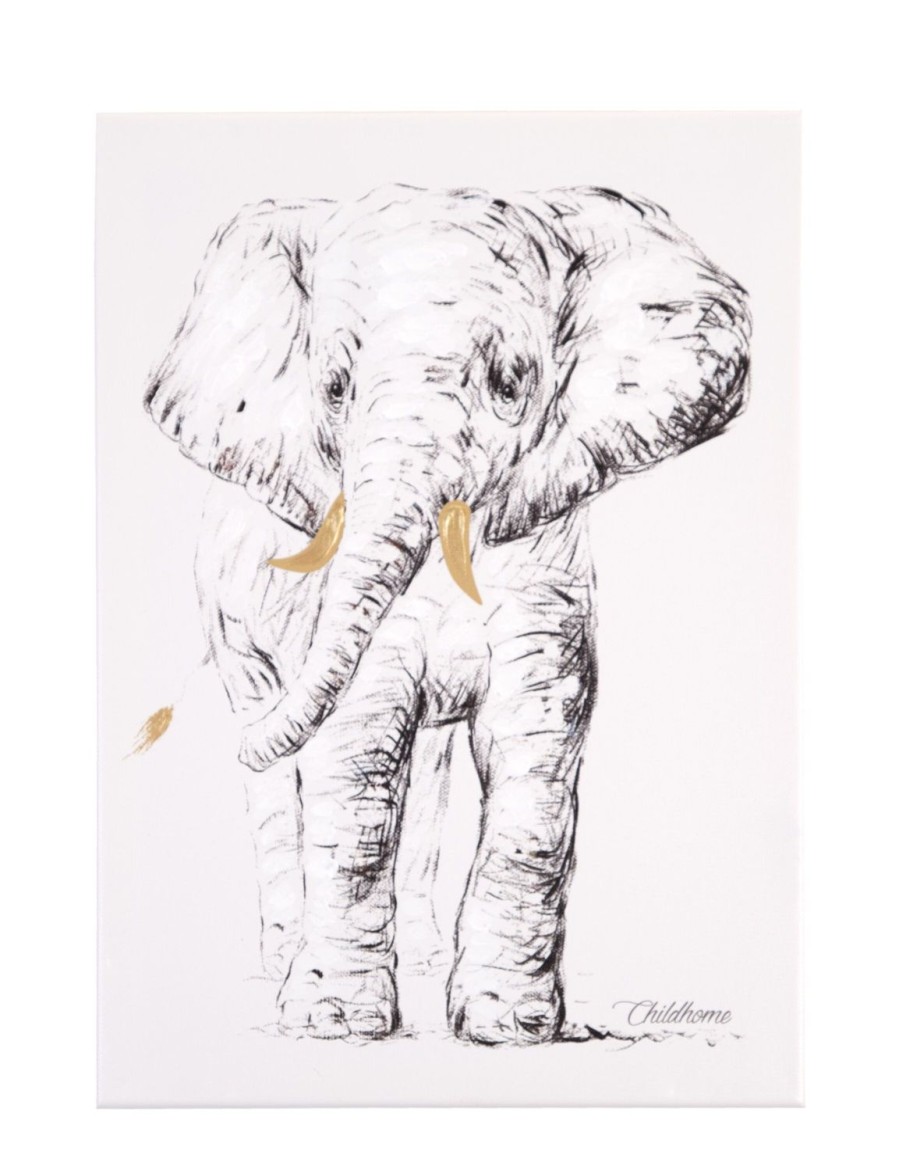 Childhome Schilderij - Olifant + Goud - 30X40 Cm New