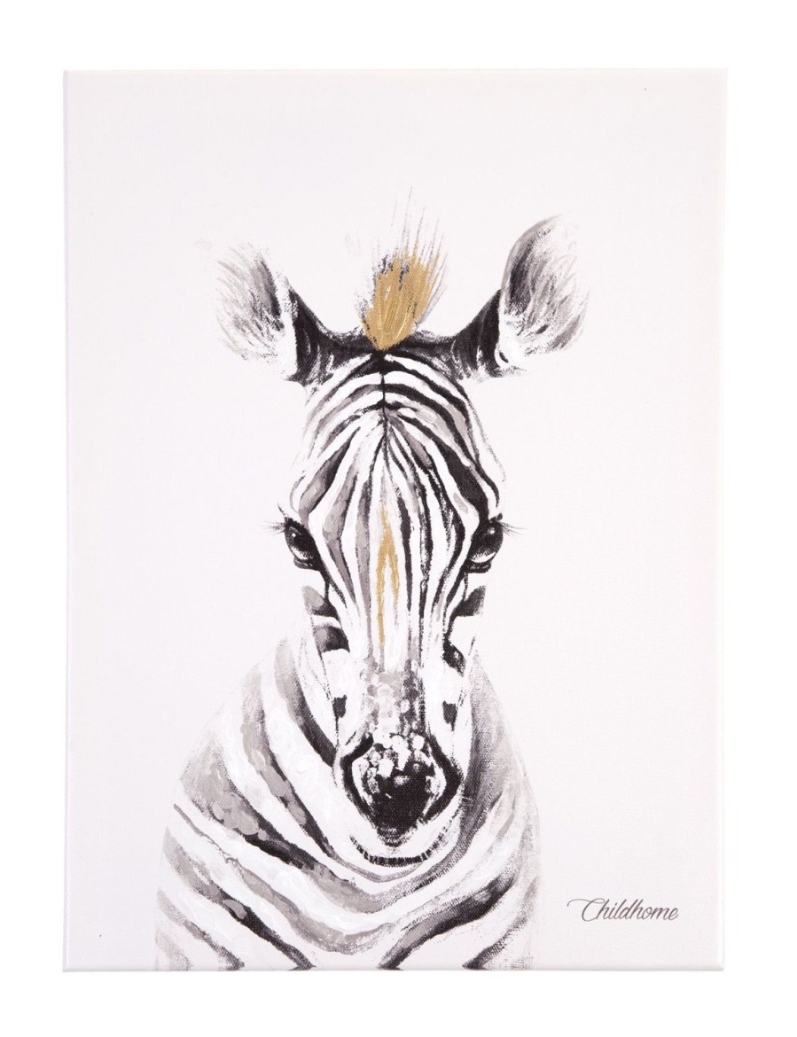 Childhome Schilderij - Zebra + Goud - 30X40 Cm Hot