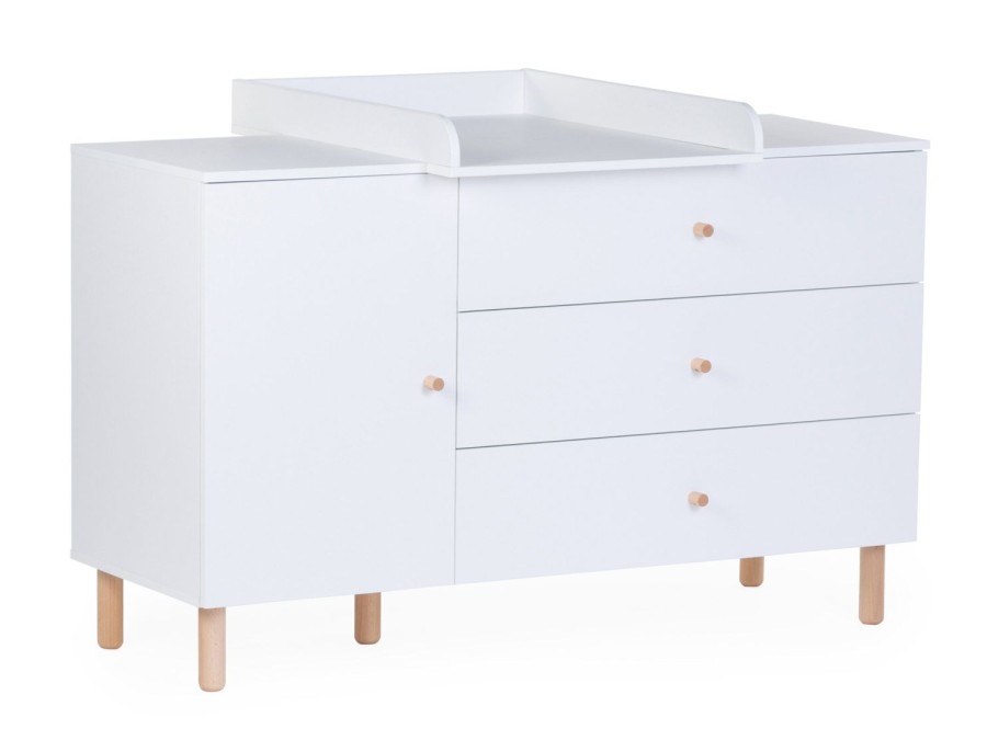 Childhome Wonder White - Commode - 3 Laden + 1 Deur + Verzorgingsunit Wholesale