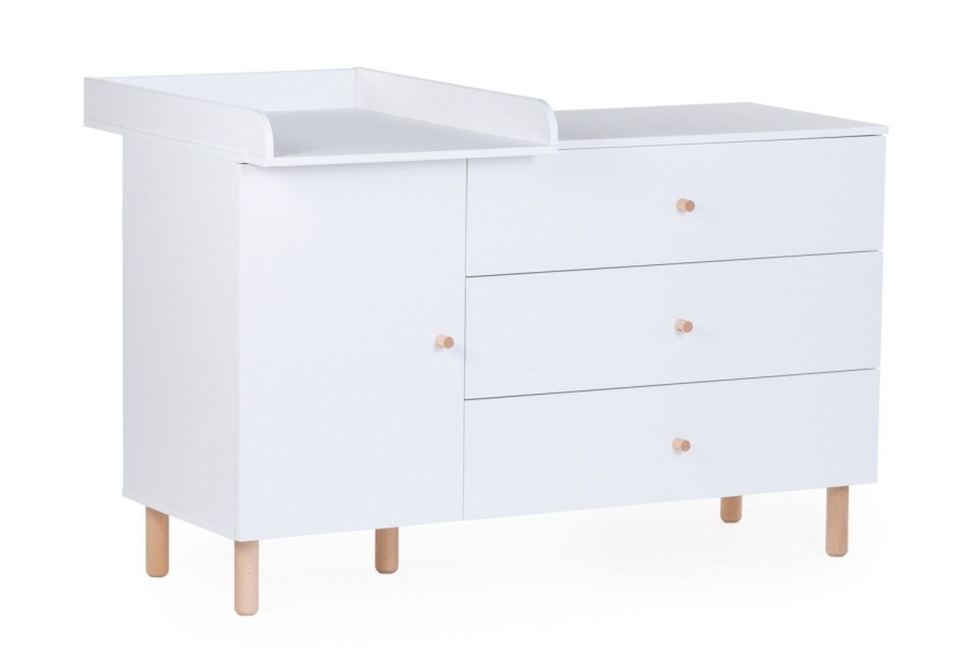 Childhome Wonder White - Commode - 3 Laden + 1 Deur + Verzorgingsunit Wholesale